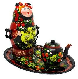 Самовар «Матрешка» 3 л в наборе, черная